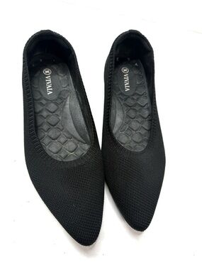 Vivaia Black Knit Pointed Ballet Flats 38.5